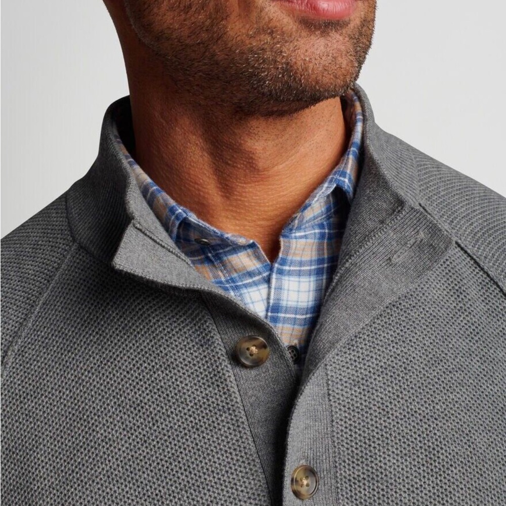 Peter Millar Crown Parkway Textured 3-Button Mock Neck Sweater XL NWT - Picture 6 of 12